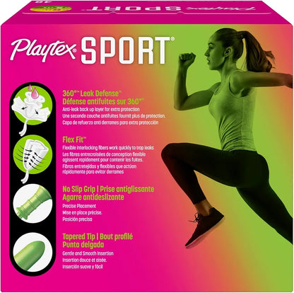 Playtex Sport Fragrance-Free Tampons Multipack, 48 Count (Regular and Super Absorbency) with 360 Leak Defense