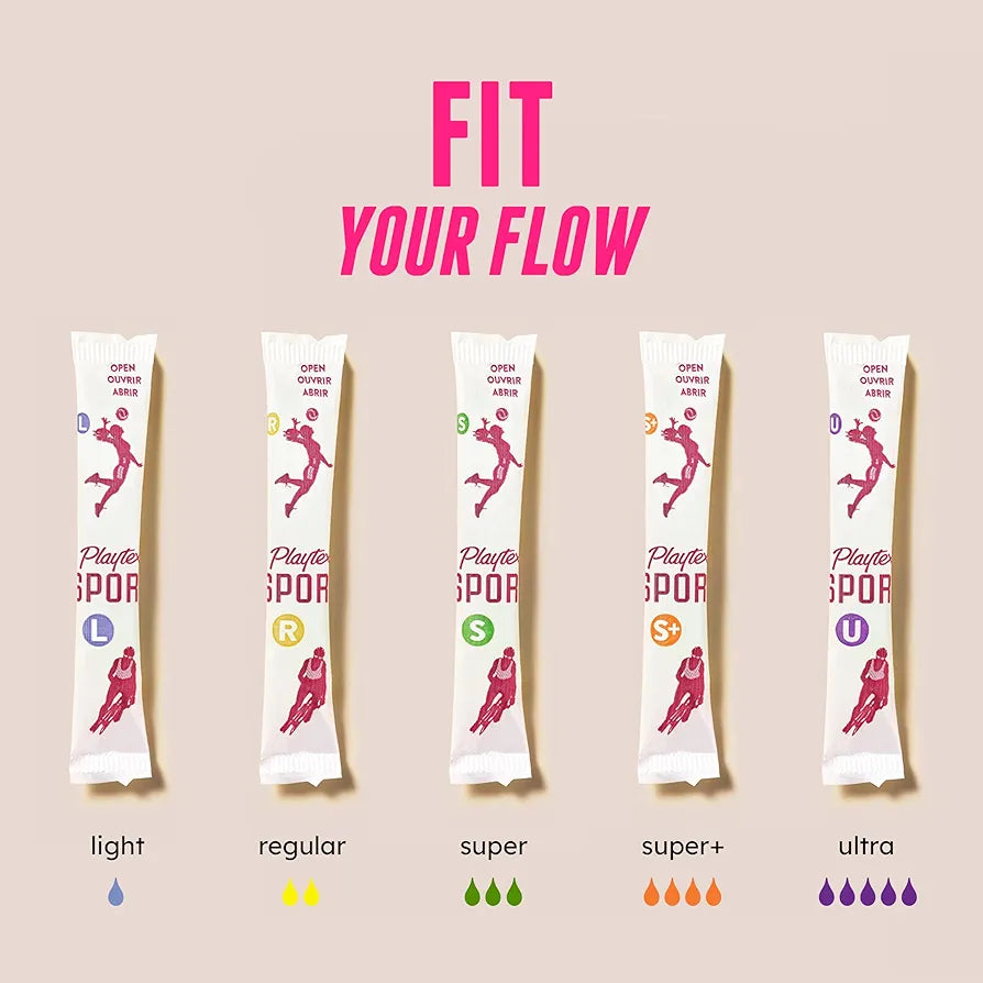 Playtex Sport Fragrance-Free Tampons Multipack, 48 Count (Regular and Super Absorbency) with 360 Leak Defense