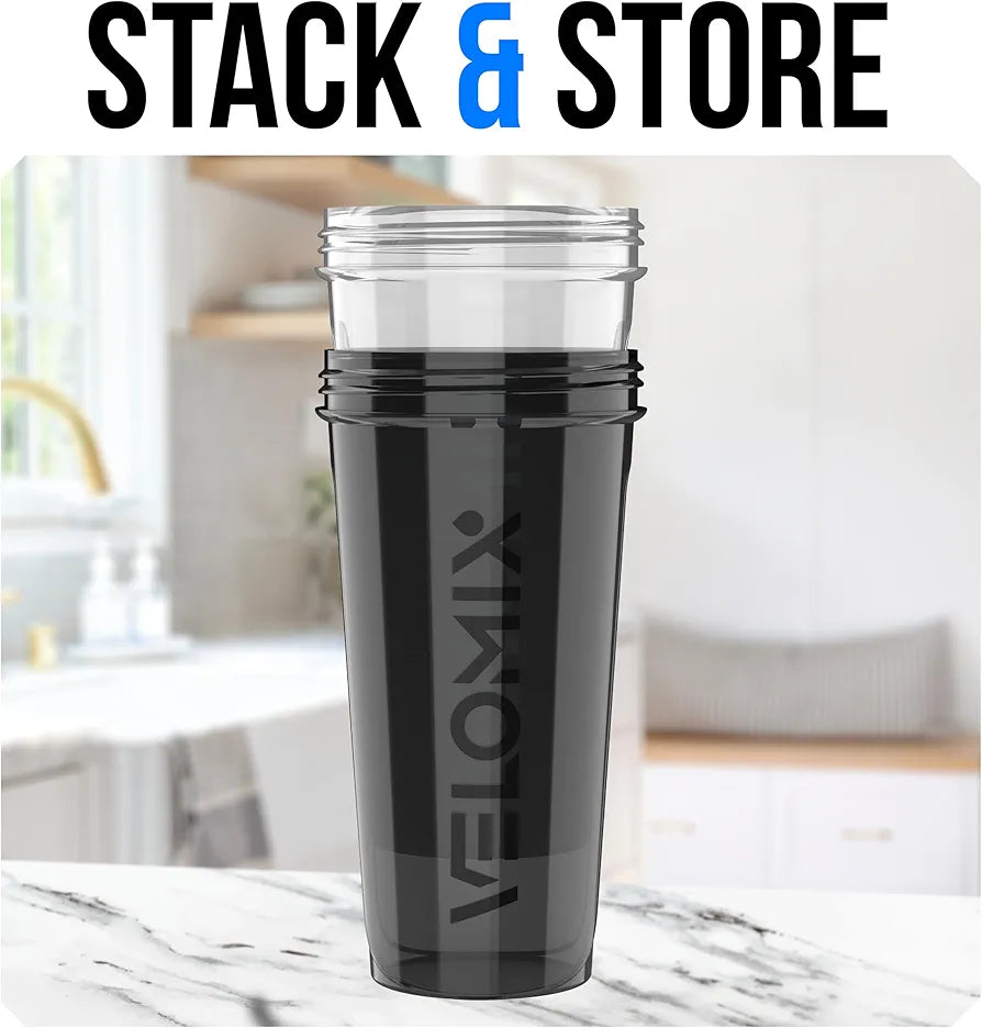 VELOMIX 28 oz Protein Shaker Bottles - 2 Pack with Wire Whisks - Leak-Proof BPA-Free Shaker Cups for Protein Shakes