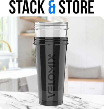 VELOMIX 28 oz Protein Shaker Bottles - 2 Pack with Wire Whisks - Leak-Proof BPA-Free Shaker Cups for Protein Shakes